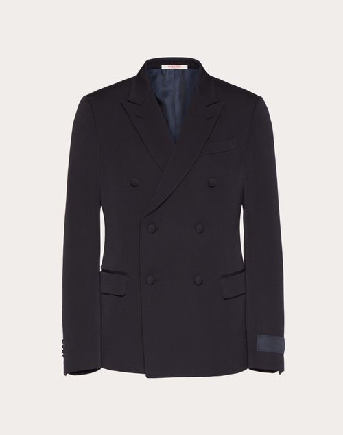 Valentino - Chaqueta De Lana Cruzada Con Etiqueta De Sastrería De Maison Valentino - Azul Marino - Hombre - Abrigos Y Blazers