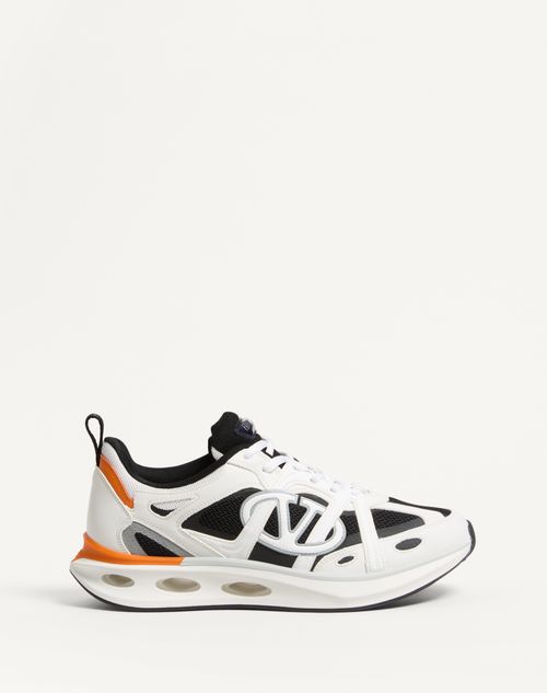 Valentino Garavani - Vlogo Easyjog Low-top-sneaker Aus Kalbsleder Und Stoff - Schwarz/weiß/pastel Grey/orange - Mann - Sneaker