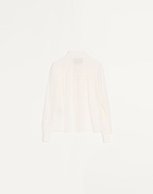 Valentino - Camisa De Crepé De China Con Chalina - Marfil - Mujer - Camisas Y Tops