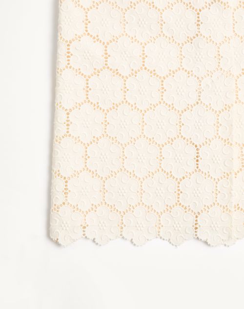 Valentino - Cotton Skirt With Fleurs À Jour - Latte - Woman - Skirts