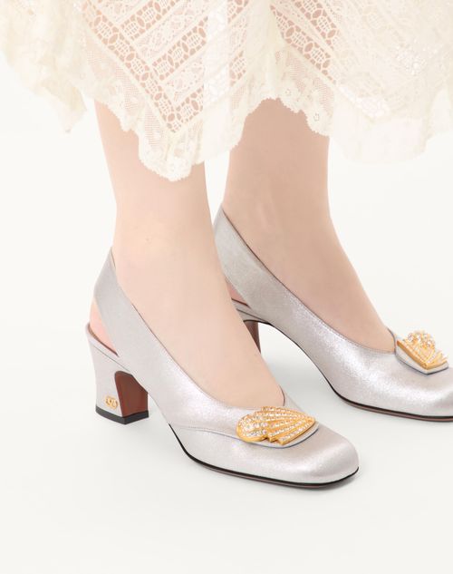 Valentino Garavani - Adamantine Slingback Pumps In Glitter Fabric 60mm - Silver - Woman - Pumps