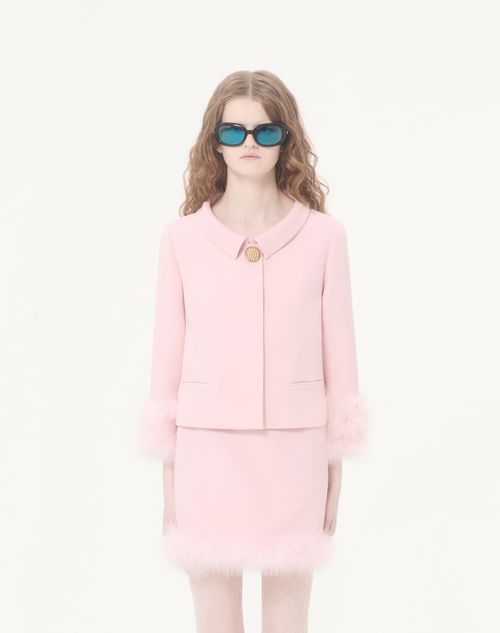 Valentino - Crepe Couture Jacket With Feathers - Rose - Woman - Jackets And Blazers