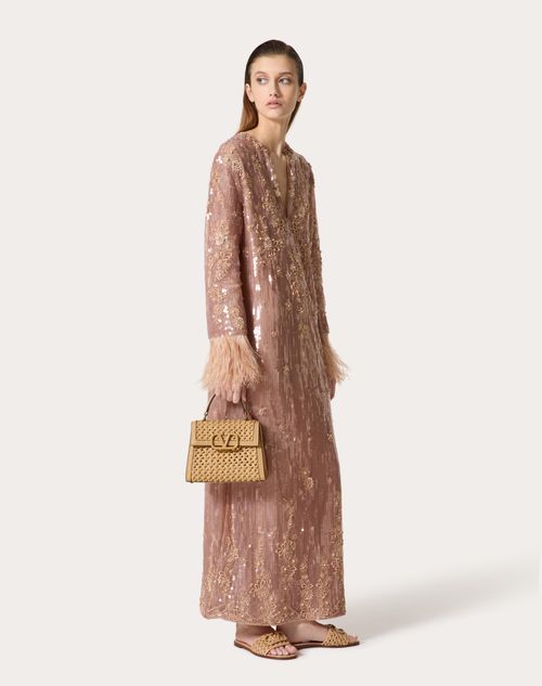 Valentino Garavani - Small Vsling Handbag In Woven Leather - Beige - Woman - Top Handle Bags