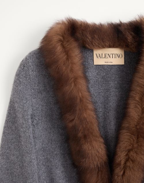 Valentino - Cashmere Jacket With Shearling Trim - Grey - Woman - Jackets And Blazers