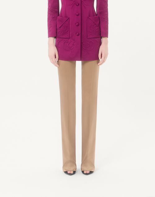 Valentino - Double Duchesse Stretch Trousers - Camel - Woman - Trousers And Shorts