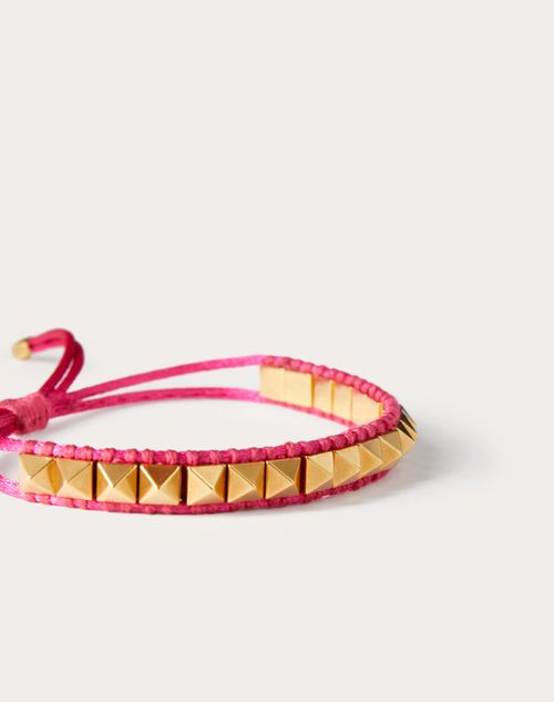 Valentino Garavani - Valentino Color Signs Bracelet In Cotton And Metal - Pink - Woman - Jewelry