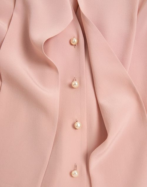 Valentino - Camisa De Crepé De China Con Chalina - Rosa Antiguo - Mujer - Camisas Y Tops