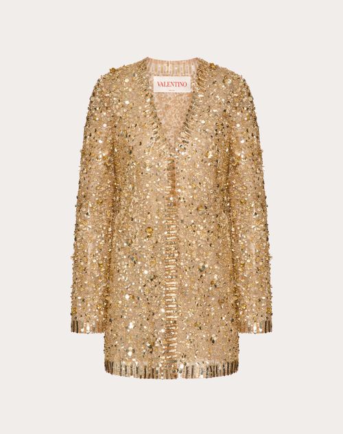 Valentino - Embroidered Tulle Illusion Jacket - Gold - Woman - Jackets And Blazers