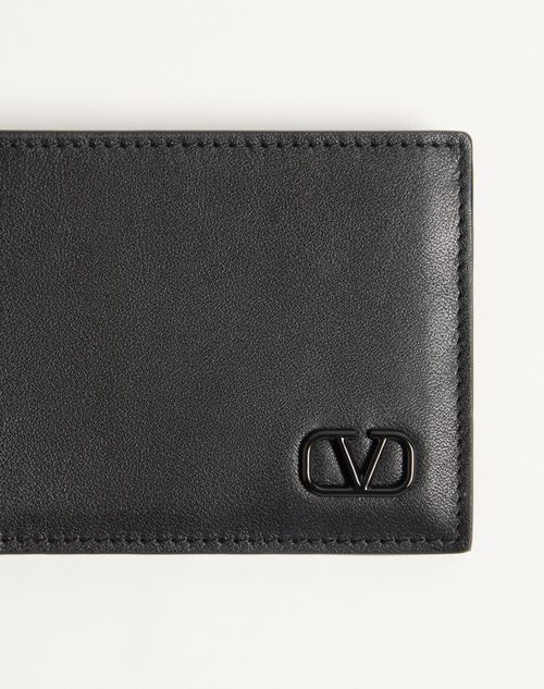 Valentino Garavani - Vlogo Signature Wallet For Us Dollars - Black - Man - Wallets And Small Leather Goods