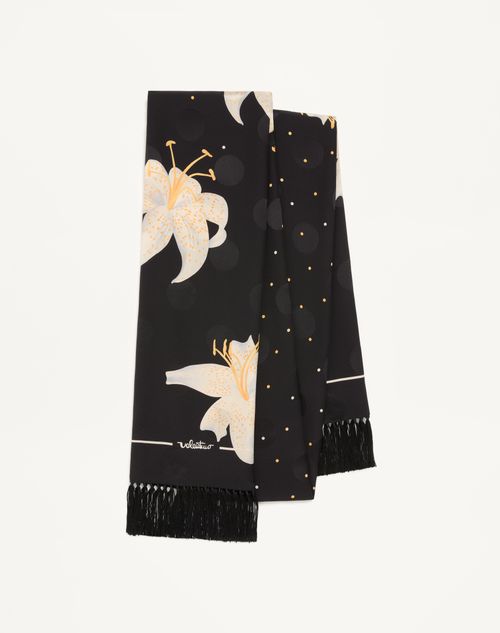 Valentino Garavani - Apres L'hiver Lilium Silk Scarf - Black/butter - Woman - Shelf - Soft Scarves
