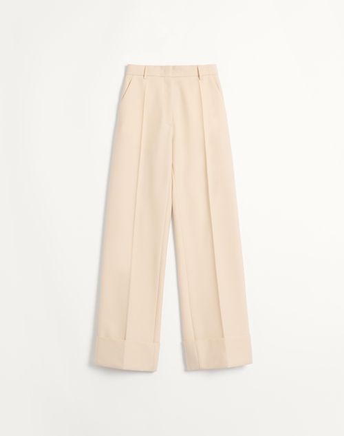 Valentino - Pantalon En Diagonal Dry Wool - Ivoire - Femme - Shorts Et Pantalons