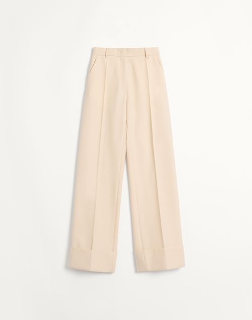 Diagonal Dry Wool Pants for Woman in Birch | Valentino US Diagonal Dry Wool Pants for Woman in Birch | Valentino US