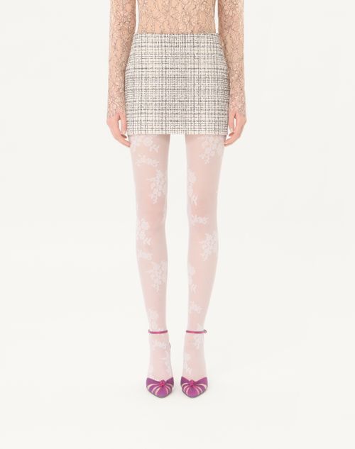 Valentino - Mini Mini In Square Tweed - Vanilla/black - Woman - Skirts