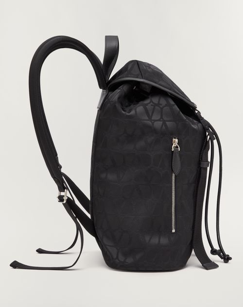 Valentino Garavani Men's Toile Iconographe Backpack with Leather Detailing - Black - Backpacks