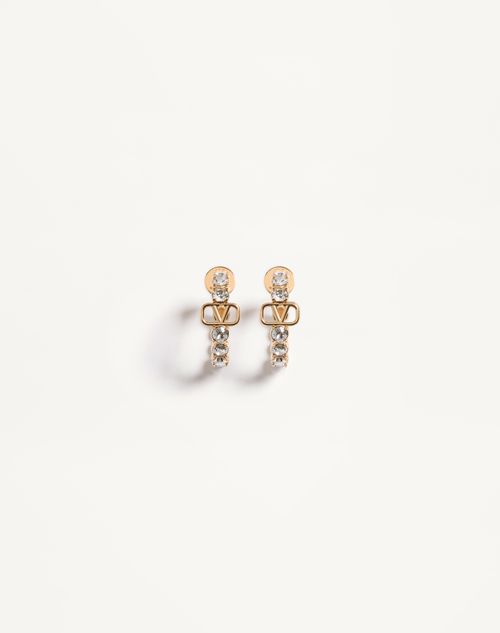 Valentino Garavani - Vlogo Signature Metal And Swarovski® Crystal Earrings - Gold - Woman - Jewellery
