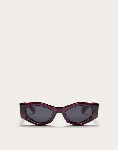 Valentino - Iii - Marco Irregular De Acetato - Violeta/gris Oscuro - Mujer - Gafas De Sol