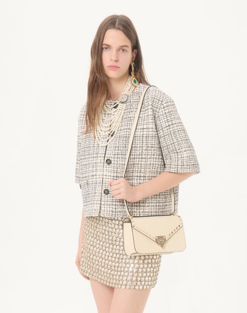 Valentino Garavani - Valentino Garavani Rockstud Small Shoulder Bag In Grainy Calfskin - Ivory - Woman - Shoulder Bags