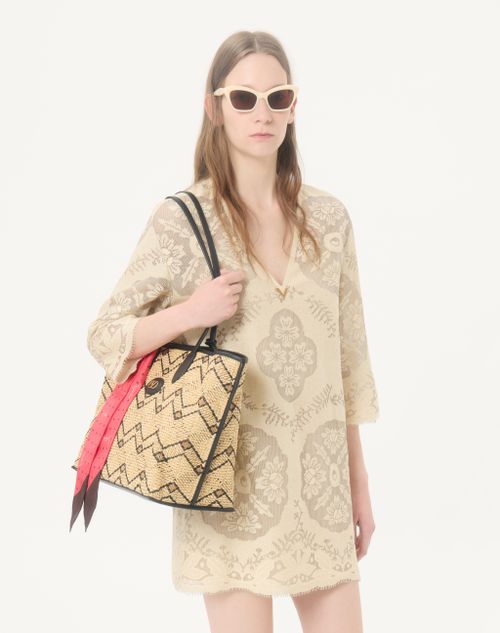 Valentino - Short Dress In Floral Stamp Blanket - Ecru/silver - Woman - Dresses