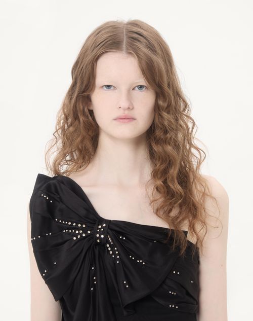 Valentino - Long Dress In Embroidered Light Georgette - Black/silver - Woman - Ready To Wear