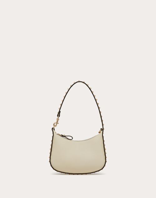 Valentino Garavani - Mini Rockstud Hobo Bag In Grainy Calfskin - Ivory - Woman - Rockstud - Bags