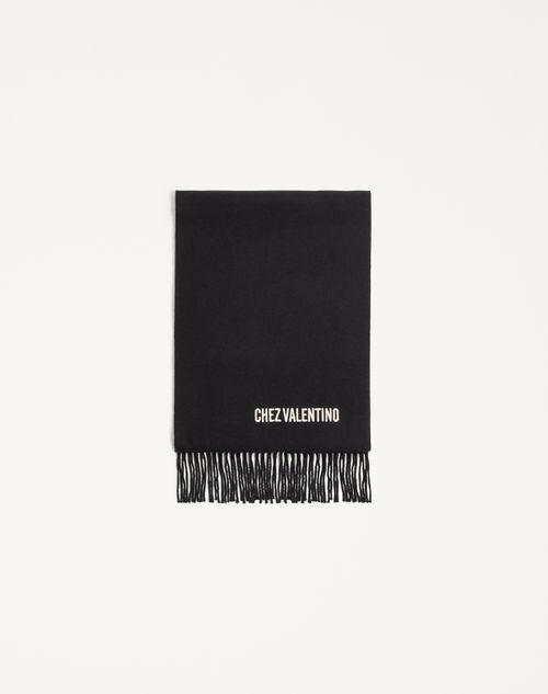 Valentino Garavani - Écharpe Valentino En Laine Avec Broderie Chez Valentino - Noir/beurre - Homme - Accessoires Textiles