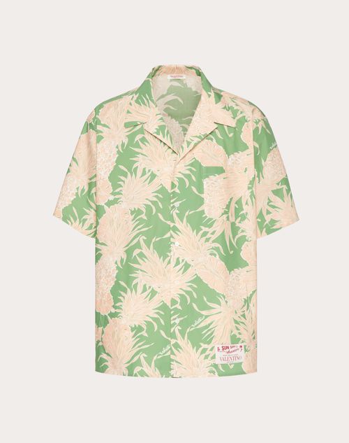 Valentino - Cotton Bowling Shirt With Pineapple Print - Green - Man - Apparel