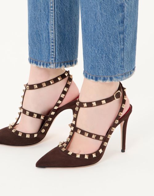Valentino Garavani - Rockstud Suede Pumps 100mm - Ebony - Woman - Pumps