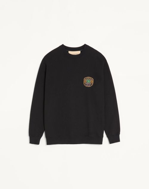 Valentino - ヴァレンティノ Valentinoパッチ コットン クルーネック スウェットシャツ - ブラック - メンズ - メンズ プライベート セール