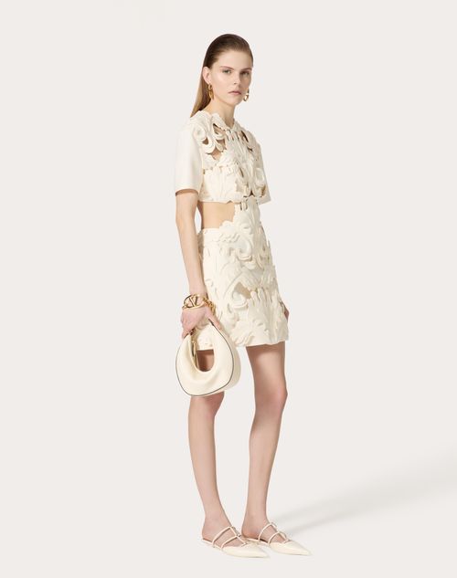 Valentino - Embroidered Crepe Couture Short Dress - Ivory - Woman - Shelf - Pap - L'ecole