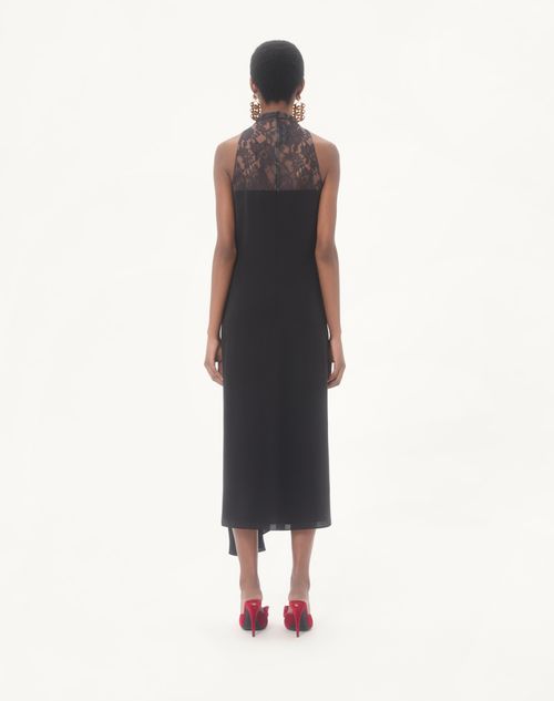 Valentino - Georgette Midikleid - Schwarz - Frau - Kleider