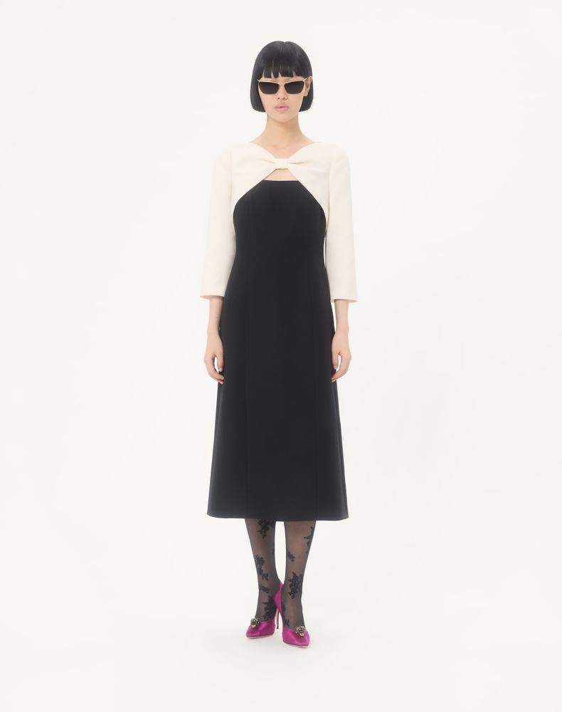 Valentino Crepe Couture Midi Dress Woman Black/Ivory 46