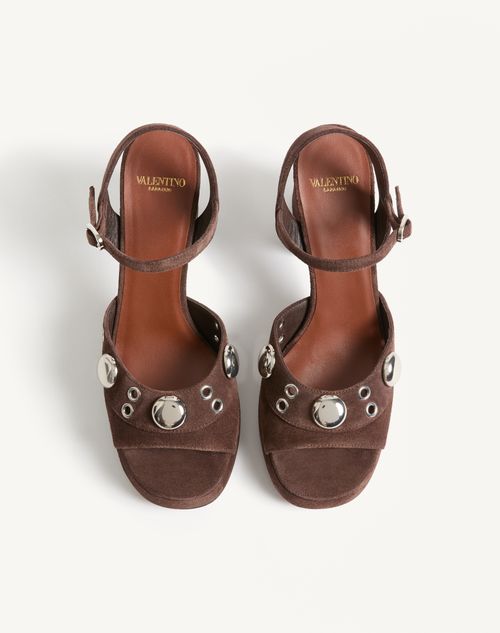 Valentino Garavani - Nellcôte Platform Sandal In Split Leather 90mm - Brown - Woman - Sandals