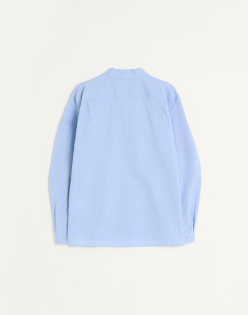 Valentino - フローラルエンブロイダリー オックスフォード コットン シャツ - アジュールブルー - メンズ - シャツ