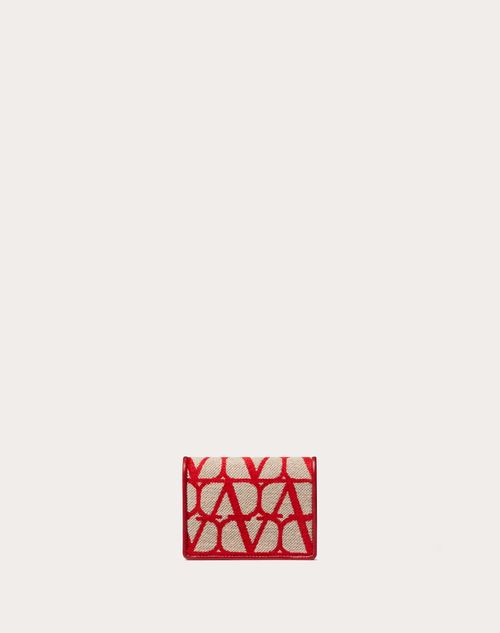 Valentino Garavani - Toile Iconographe スモールウォレット - ベージュ/レッド - 女性 - Wallets & Cardcases - Accessories