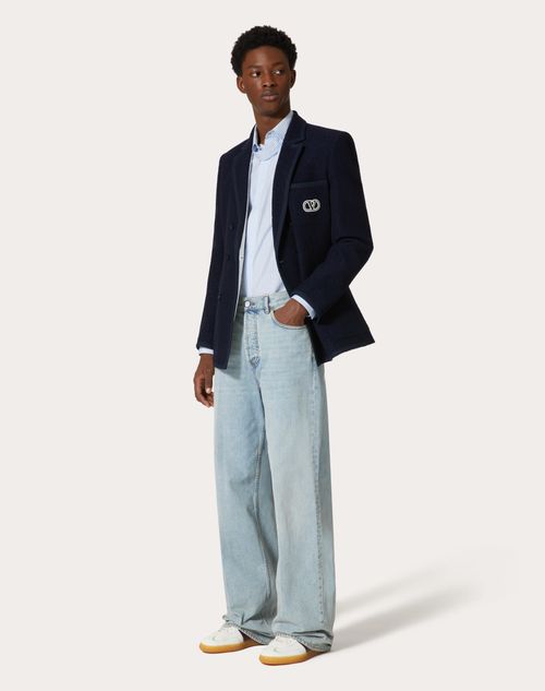 Valentino - Cotton Poplin Shirt With Removable Scarf - Azure - Man - Apparel