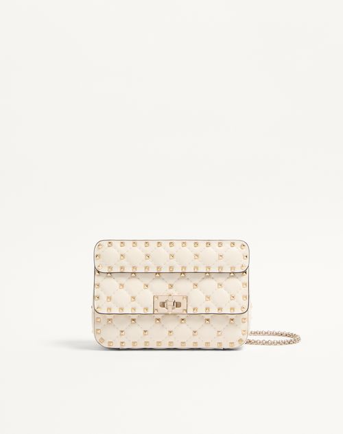 Valentino Garavani - Valentino Garavani Rockstud Spike Small Shoulder Bag In Nappa Leather - Light Ivory - Woman - Shoulder Bags