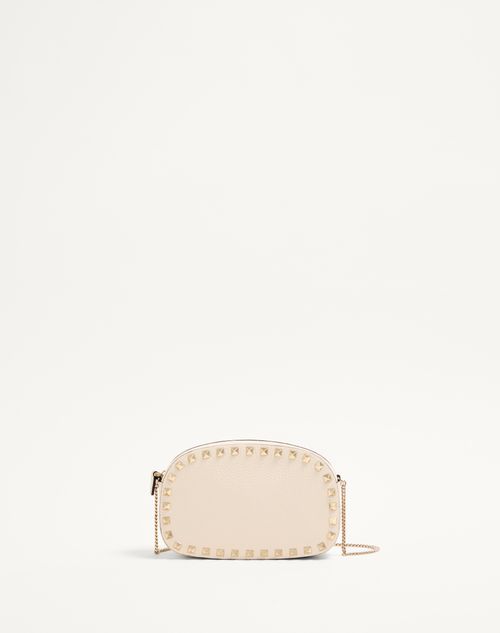 Valentino Garavani - Mini Rockstud Shoulder Bag In Grainy Calfskin - Light Ivory - Woman - Clutches