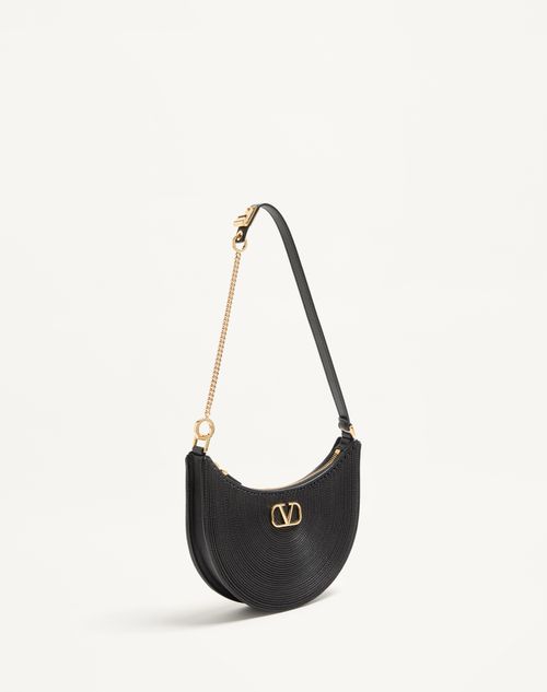Valentino Garavani - Mini Vlogo Signature Hobo Bag In Leather - Black - Woman - Shelf - Vgd Accessories - Woman Accessories Sale