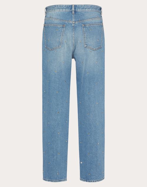 Valentino - Denim Trousers With All-over Rockstud Spike Studs - Blue - Man - Shelve - Mrtw - Untitled