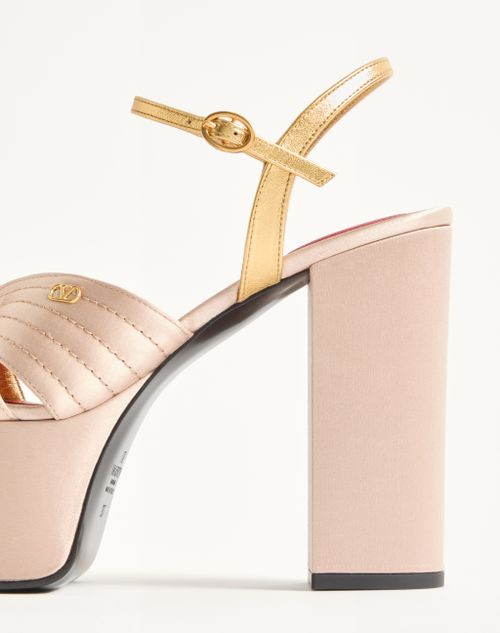 Valentino Garavani - Sandal With Crasher Platform In Satin 125mm - Skin/crystal - Woman - Sandals