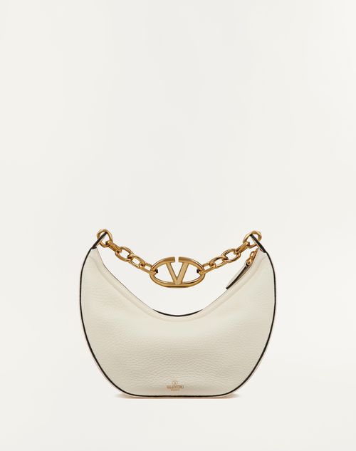 Valentino Garavani - Small Vlogo Moon Hobo Bag In Grainy Calfskin With Chain
 - Ivory - Woman - Woman View All