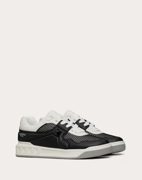 Valentino Garavani - One Stud Low-top Mesh And Nappa Leather Sneaker - Black - Man - Trainers