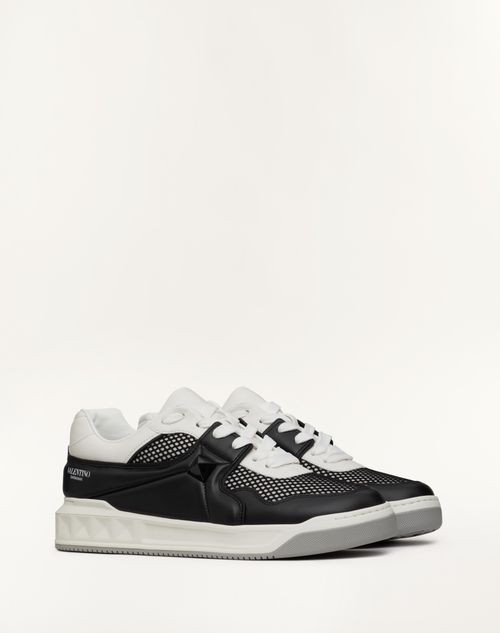 Valentino Garavani - One Stud Low-top Mesh And Nappa Leather Sneaker - Black - Man - Sneakers