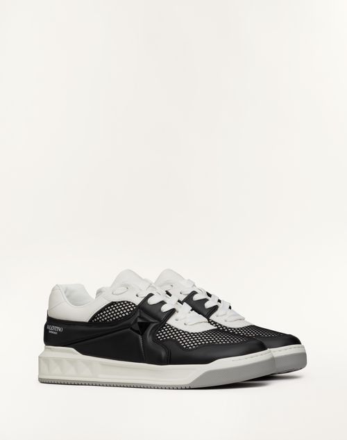 Valentino Garavani - One Stud Low-top Mesh And Nappa Leather Sneaker - Black/white - Man - Trainers
