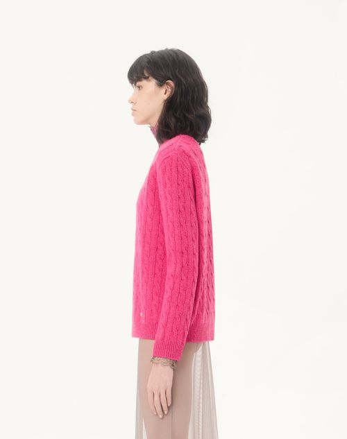 Valentino - Mouliné Wool Jumper - Fuchsia - Woman - Knitwear
