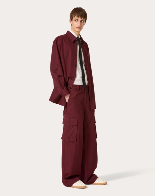 Valentino - Stretch Cotton Canvas Cargo Trousers - Ruby - Man - Shelf - Mrtw - Pre Ss24 Vdetail Light + Beige Toile + Embroideries + Denim