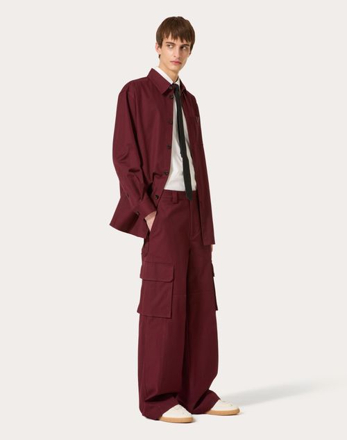 Valentino - Stretch Cotton Canvas Cargo Trousers - Ruby - Man - Shelf - Mrtw - Man Ready To Wear Sale