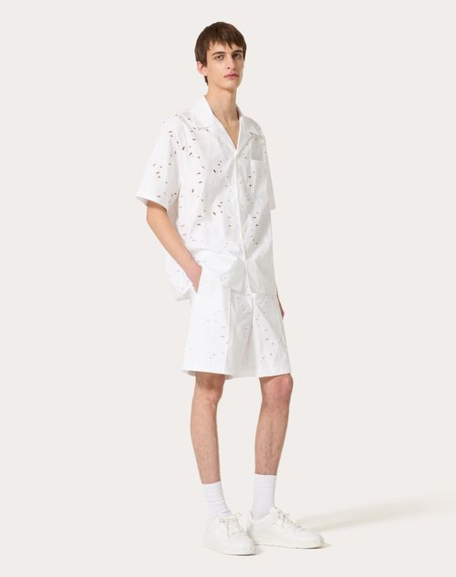 Valentino - San Gallo Cotton Bermuda Shorts - White - Man - Trousers And Shorts