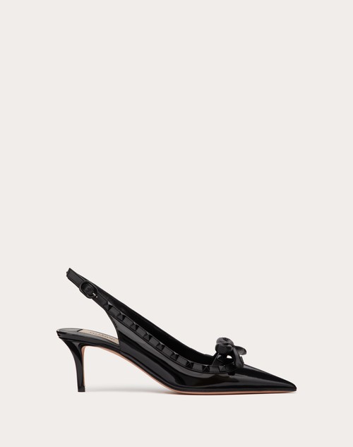 Rockstud Bow Slingback Pump In Patent Leather With Matching Studs 60mm for  Woman in Black | Valentino TH