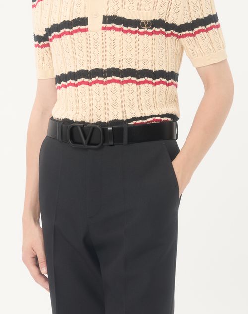 Valentino Garavani - Vlogo Signature Calfskin Belt - Black - Man - Accessories